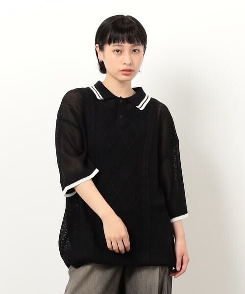 Purple&Yellow / パープルアンドイエロー ニット・セーター | シアーポロニット | 詳細8