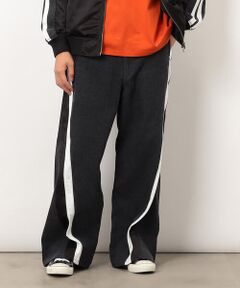 Purple&Yellow / パープルアンドイエロー デニムパンツ | デニム×サテンラインワイドバギーパンツ