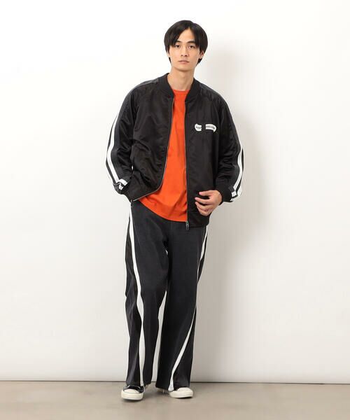 Purple&Yellow / パープルアンドイエロー デニムパンツ | デニム×サテンラインワイドバギーパンツ | 詳細1