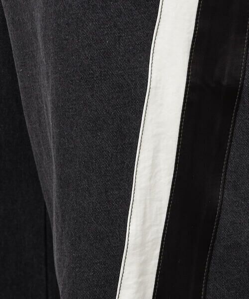 Purple&Yellow / パープルアンドイエロー デニムパンツ | デニム×サテンラインワイドバギーパンツ | 詳細10