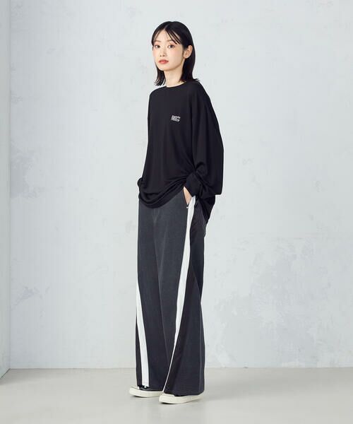 Purple&Yellow / パープルアンドイエロー デニムパンツ | デニム×サテンラインワイドバギーパンツ | 詳細5