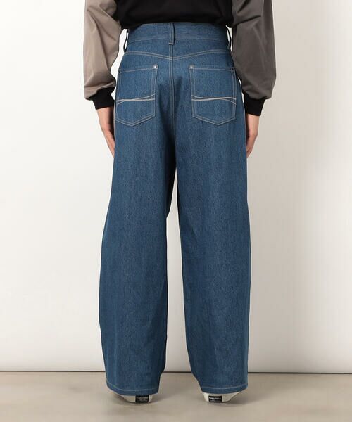 Purple&Yellow / パープルアンドイエロー デニムパンツ | デニム×サテンラインワイドバギーパンツ | 詳細20