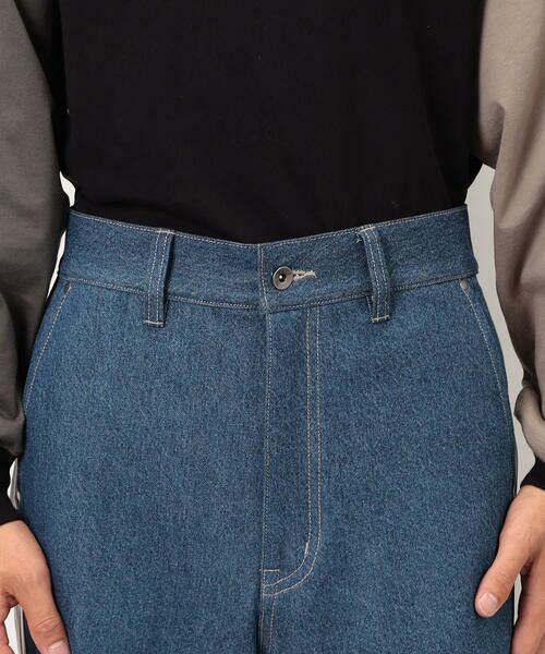 Purple&Yellow / パープルアンドイエロー デニムパンツ | デニム×サテンラインワイドバギーパンツ | 詳細21