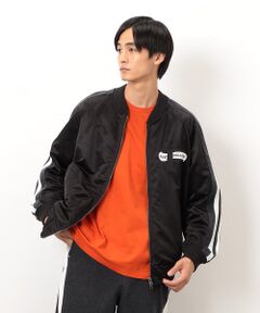 Purple&Yellow / パープルアンドイエロー Gジャン・デニムジャケット | サテン×デニム切替刺繍ブルゾン