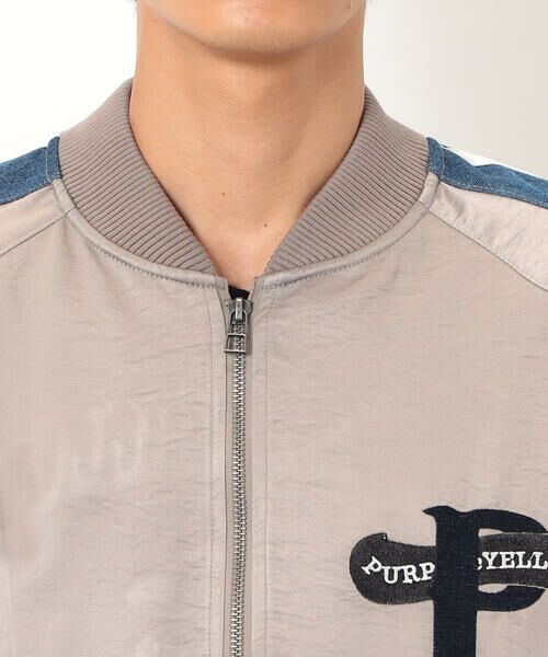 Purple&Yellow / パープルアンドイエロー Gジャン・デニムジャケット | サテン×デニム切替刺繍ブルゾン | 詳細15
