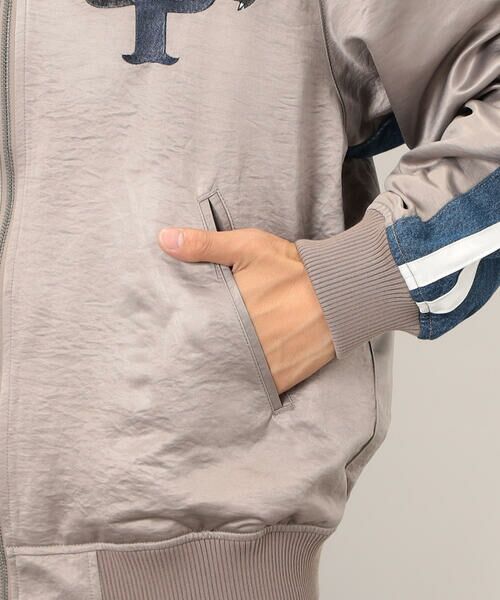 Purple&Yellow / パープルアンドイエロー Gジャン・デニムジャケット | サテン×デニム切替刺繍ブルゾン | 詳細17