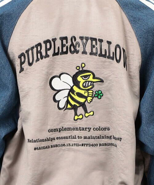 Purple&Yellow / パープルアンドイエロー Gジャン・デニムジャケット | サテン×デニム切替刺繍ブルゾン | 詳細22