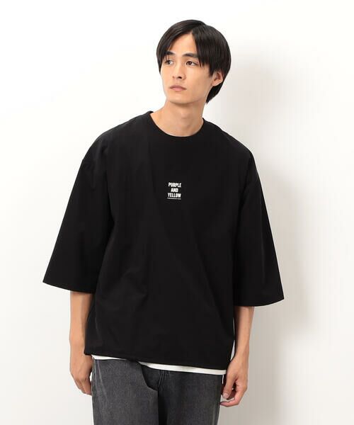 Purple&Yellow / パープルアンドイエロー カットソー | ナイロンストレッチ５分袖プルオーバー | 詳細5