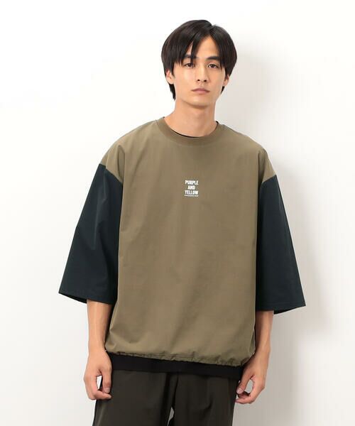 Purple&Yellow / パープルアンドイエロー カットソー | ナイロンストレッチ５分袖プルオーバー | 詳細13