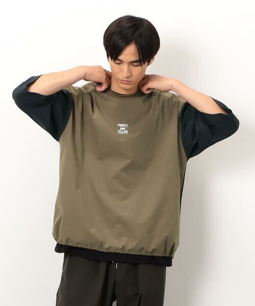 Purple&Yellow / パープルアンドイエロー カットソー | ナイロンストレッチ５分袖プルオーバー | 詳細14