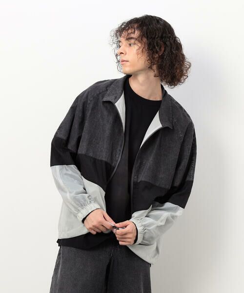 Purple&Yellow / パープルアンドイエロー ブルゾン | ライトオンスデニム×シアーナイロン切替ブルゾン | 詳細3