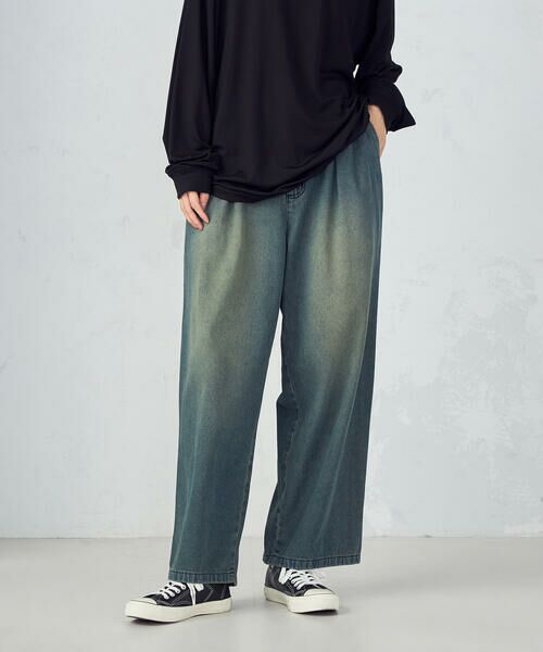 Purple&Yellow / パープルアンドイエロー デニムパンツ | ライトオンスデニムタックワイドパンツ | 詳細12