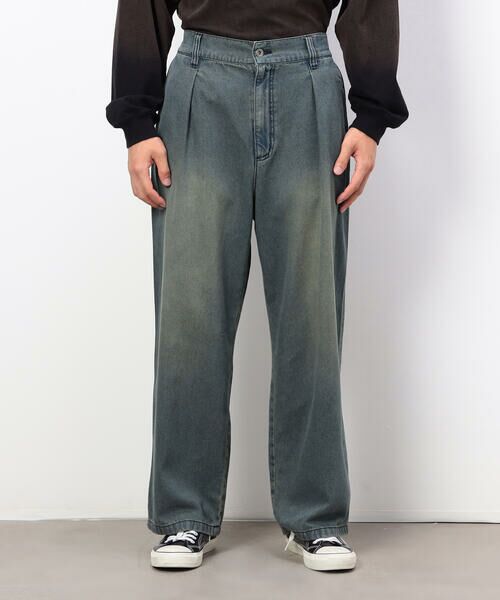 Purple&Yellow / パープルアンドイエロー デニムパンツ | ライトオンスデニムタックワイドパンツ | 詳細14