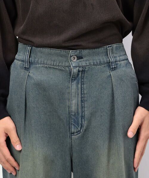 Purple&Yellow / パープルアンドイエロー デニムパンツ | ライトオンスデニムタックワイドパンツ | 詳細17