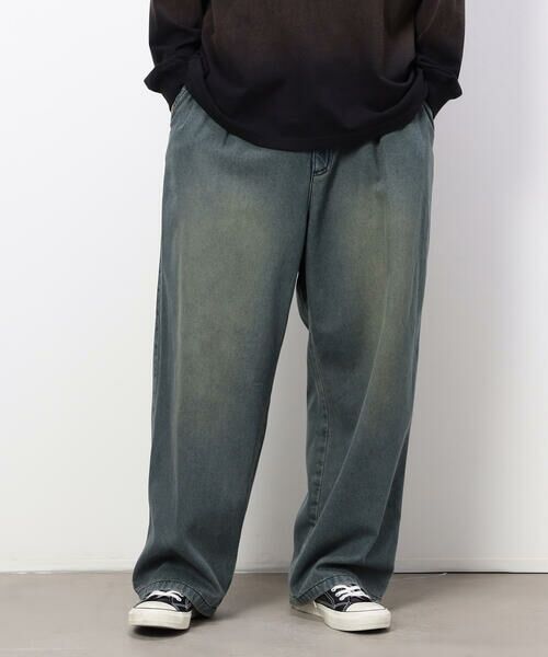 Purple&Yellow / パープルアンドイエロー デニムパンツ | ライトオンスデニムタックワイドパンツ(インディゴ)