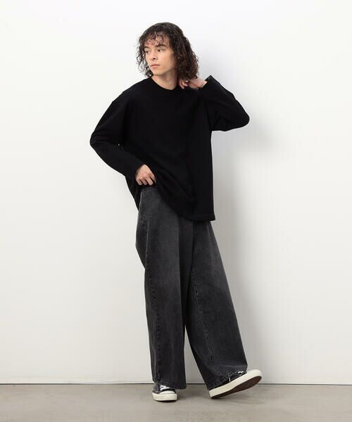 Purple&Yellow / パープルアンドイエロー カットソー | チェック切り替え プルオーバー | 詳細1