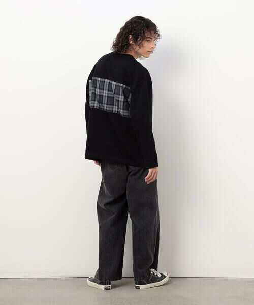 Purple&Yellow / パープルアンドイエロー カットソー | チェック切り替え プルオーバー | 詳細2