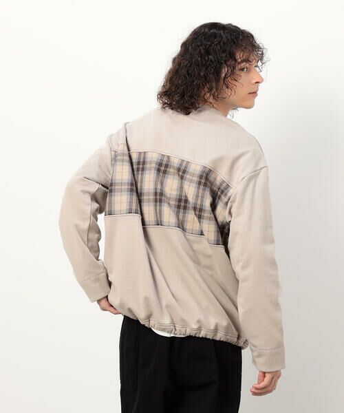 Purple&Yellow / パープルアンドイエロー カットソー | チェック切り替え プルオーバー | 詳細11