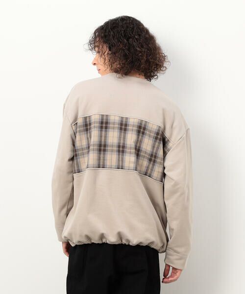 Purple&Yellow / パープルアンドイエロー カットソー | チェック切り替え プルオーバー | 詳細12