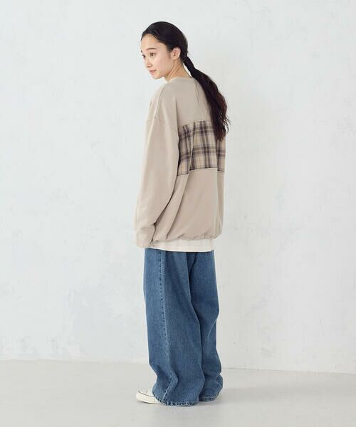 Purple&Yellow / パープルアンドイエロー カットソー | チェック切り替え プルオーバー | 詳細14