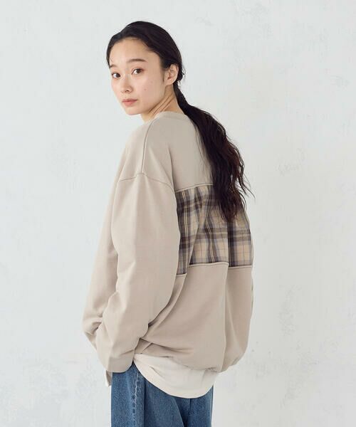 Purple&Yellow / パープルアンドイエロー カットソー | チェック切り替え プルオーバー | 詳細18