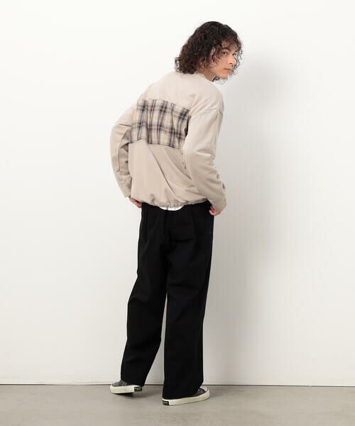 Purple&Yellow / パープルアンドイエロー カットソー | チェック切り替え プルオーバー | 詳細9