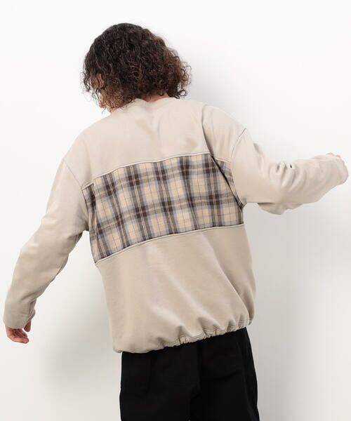 Purple&Yellow / パープルアンドイエロー カットソー | チェック切り替え プルオーバー | 詳細10