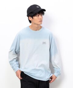 Purple&Yellow / パープルアンドイエロー Tシャツ | スプレー加工×ロゴ刺繍長袖Ｔシャツ