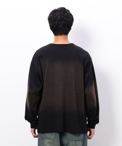 Purple&Yellow / パープルアンドイエロー Tシャツ | スプレー加工×ロゴ刺繍長袖Ｔシャツ | 詳細12