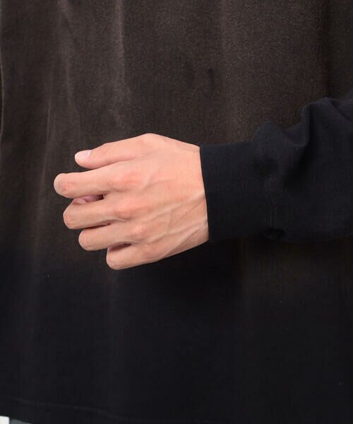 Purple&Yellow / パープルアンドイエロー Tシャツ | スプレー加工×ロゴ刺繍長袖Ｔシャツ | 詳細14