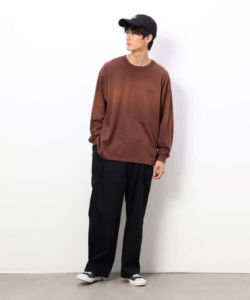 Purple&Yellow / パープルアンドイエロー Tシャツ | スプレー加工×ロゴ刺繍長袖Ｔシャツ | 詳細18