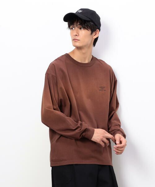 Purple&Yellow / パープルアンドイエロー Tシャツ | スプレー加工×ロゴ刺繍長袖Ｔシャツ | 詳細21