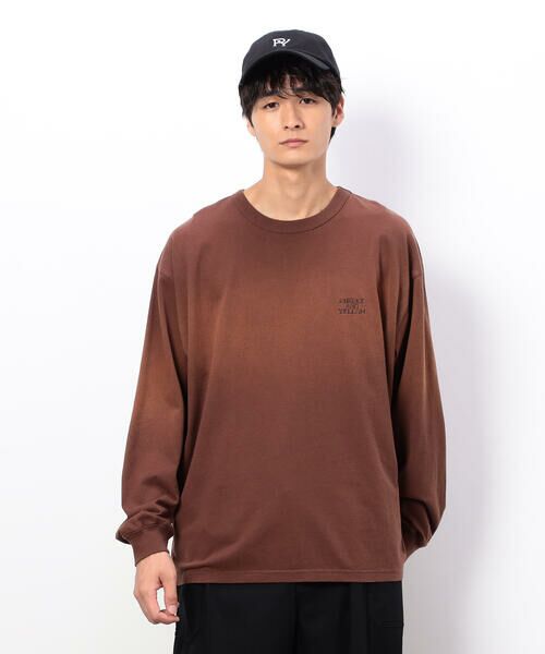 Purple&Yellow / パープルアンドイエロー Tシャツ | スプレー加工×ロゴ刺繍長袖Ｔシャツ | 詳細22