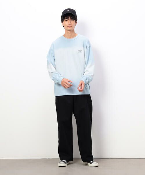 Purple&Yellow / パープルアンドイエロー Tシャツ | スプレー加工×ロゴ刺繍長袖Ｔシャツ | 詳細23