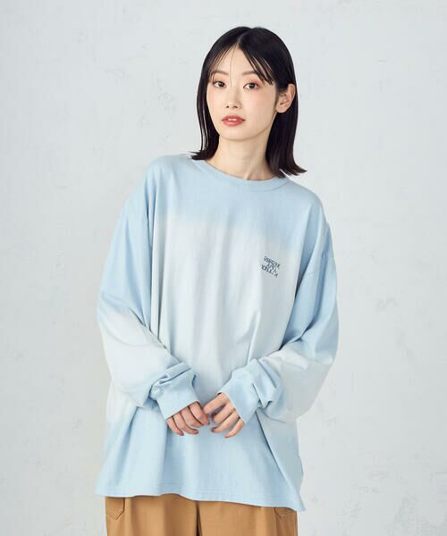 Purple&Yellow / パープルアンドイエロー Tシャツ | スプレー加工×ロゴ刺繍長袖Ｔシャツ | 詳細29