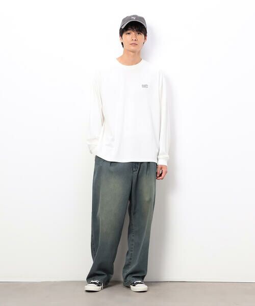 Purple&Yellow / パープルアンドイエロー Tシャツ | ワンポイントプリント長袖Tシャツ | 詳細1