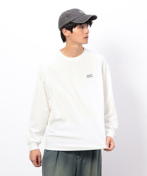 Purple&Yellow / パープルアンドイエロー Tシャツ | ワンポイントプリント長袖Tシャツ | 詳細3