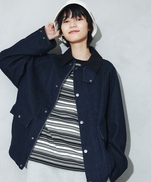 Purple&Yellow / パープルアンドイエロー ブルゾン | 衿素材切替ブルゾン | 詳細13