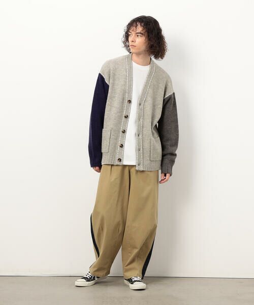 Purple&Yellow / パープルアンドイエロー その他パンツ | ストレッチツイル ワイドテーパード ラインパンツ | 詳細1