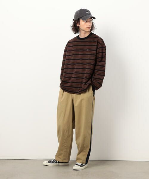 Purple&Yellow / パープルアンドイエロー その他パンツ | ストレッチツイル ワイドテーパード ラインパンツ | 詳細4