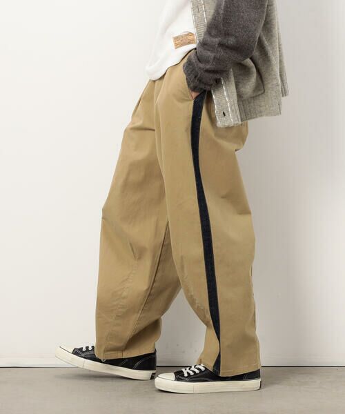 Purple&Yellow / パープルアンドイエロー その他パンツ | ストレッチツイル ワイドテーパード ラインパンツ | 詳細9