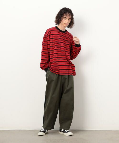 Purple&Yellow / パープルアンドイエロー その他パンツ | ストレッチツイル ワイドテーパード ラインパンツ | 詳細18