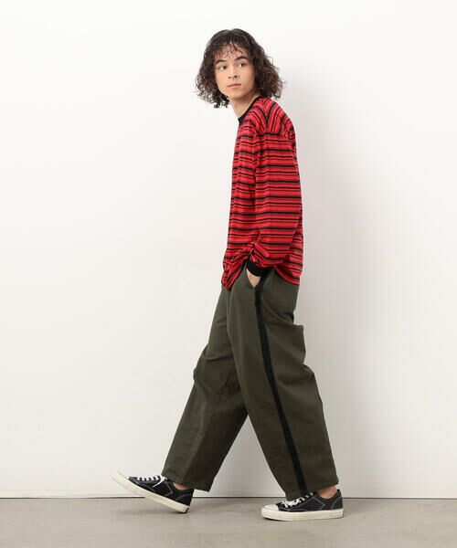 Purple&Yellow / パープルアンドイエロー その他パンツ | ストレッチツイル ワイドテーパード ラインパンツ | 詳細19