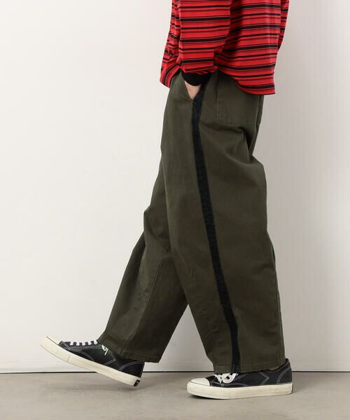 Purple&Yellow / パープルアンドイエロー その他パンツ | ストレッチツイル ワイドテーパード ラインパンツ | 詳細23