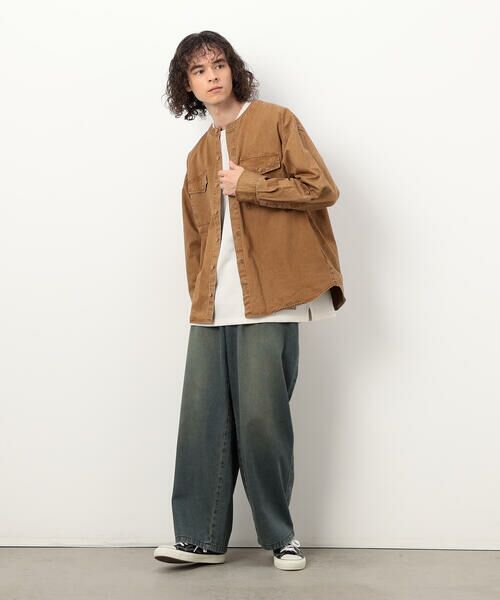 Purple&Yellow / パープルアンドイエロー シャツ・ブラウス | 硫化ツイルブリーチクルーネック ワークシャツ | 詳細1