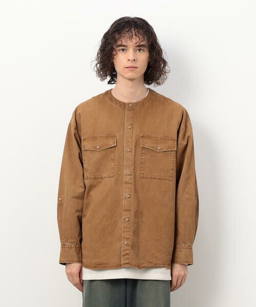 Purple&Yellow / パープルアンドイエロー シャツ・ブラウス | 硫化ツイルブリーチクルーネック ワークシャツ | 詳細7