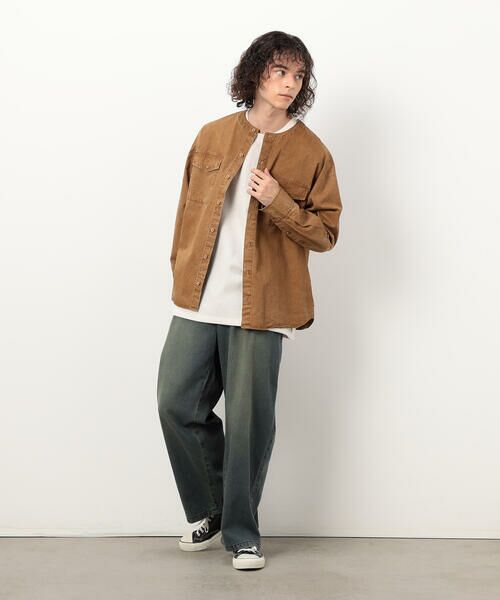 Purple&Yellow / パープルアンドイエロー シャツ・ブラウス | 硫化ツイルブリーチクルーネック ワークシャツ | 詳細3