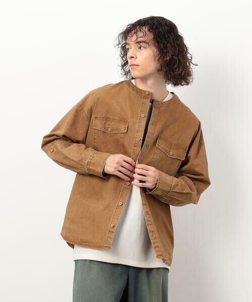 Purple&Yellow / パープルアンドイエロー シャツ・ブラウス | 硫化ツイルブリーチクルーネック ワークシャツ | 詳細4