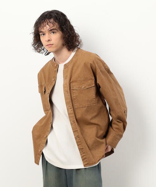 Purple&Yellow / パープルアンドイエロー シャツ・ブラウス | 硫化ツイルブリーチクルーネック ワークシャツ | 詳細6