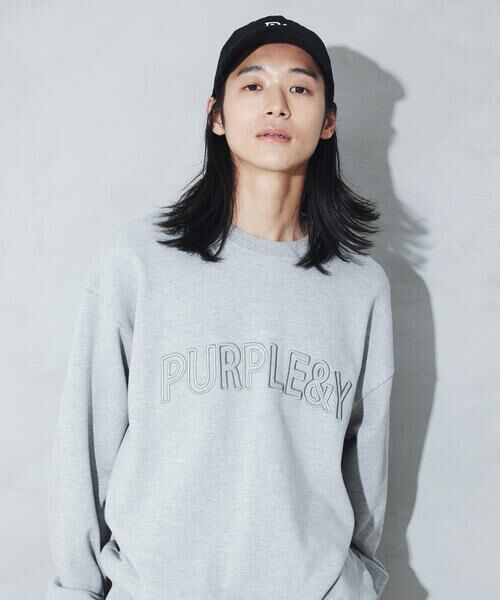 Purple&Yellow / パープルアンドイエロー カットソー | 立体刺繍裏毛 プルオーバー(トップグレー)